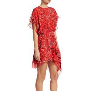 Iro Blame Asymmetric Dress, Red, Size 34